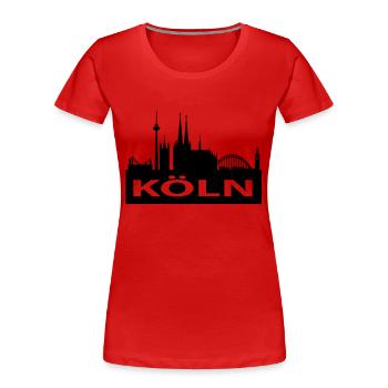 Skyline Köln - Kölner Dom - Frauen Premium Bio T-Shirt - Rot - Vorne - Mia (176cm)