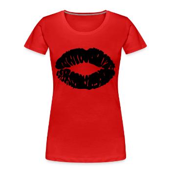 Erotischer Kussmund - Frauen Premium Bio T-Shirt - Rot - Vorne - Mia (176cm)