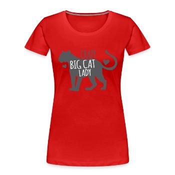 Crazy big cat lady with black panther - Women's Premium Organic T-Shirt - red - Front - Mia (176cm)