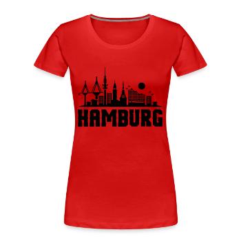hamburg skyline stadt - Frauen Premium Bio T-Shirt - Rot - Vorne - Mia (176cm)