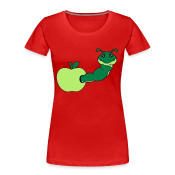 apfel essen loch lecker hunger schnecke kriechen r - Frauen Premium Bio T-Shirt - Rot - Vorne - Mia (176cm)