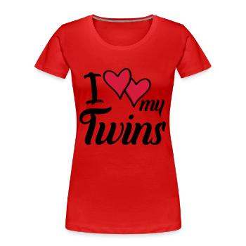 i love my twins hearts - Frauen Premium Bio T-Shirt - Rot - Vorne - Mia (176cm)
