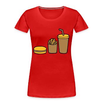 Burger Pommes Cola - Frauen Premium Bio T-Shirt - Rot - Vorne - Mia (176cm)