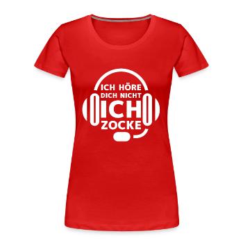Ich Zocke - Frauen Premium Bio T-Shirt - Rot - Vorne - Mia (176cm)