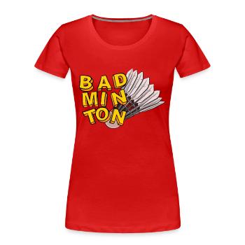 Badminton und Federball Handgezeichneter Stil - Frauen Premium Bio T-Shirt - Rot - Vorne - Mia (176cm)