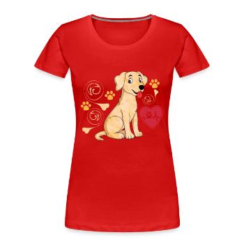 Süßer kleiner Hund mit Herz - Frauen Premium Bio T-Shirt - Rot - Vorne - Mia (176cm)