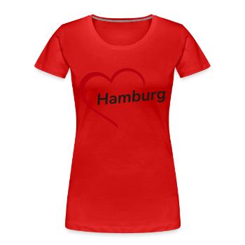 Hamburg mit Herz - Meine Stadt - I Love - Frauen Premium Bio T-Shirt - Rot - Vorne - Mia (176cm)