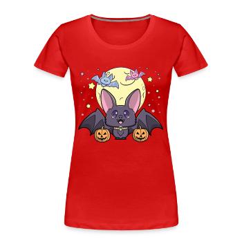 Süße kawaii Pastell Goth Fledermaus Halloween Kürbisse Spaß - Frauen Premium Bio T-Shirt - Rot - Vorne - Mia (176cm)