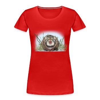 Manul n’aime pas caresser - T-shirt bio Premium Femme - rouge - Devant - Mia (176cm)