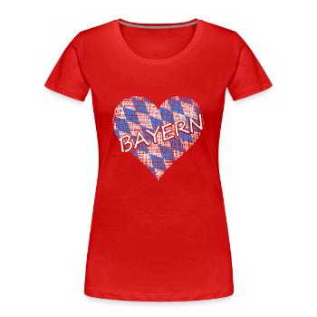 Bayern Herz - Frauen Premium Bio T-Shirt - Rot - Vorne - Mia (176cm)