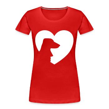 Cœur de chien J’aime le cadeau de cœur de teckel teckel - T-shirt bio Premium Femme - rouge - Devant - Mia (176cm)