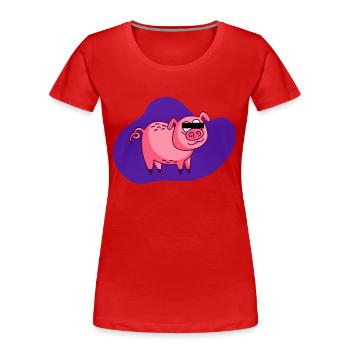 Cartoon Schwein - Frauen Premium Bio T-Shirt - Rot - Vorne - Mia (176cm)