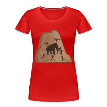 Mammut Steinzeit - Frauen Premium Bio T-Shirt - Rot - Vorne - Mia (176cm)