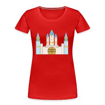 Prinzenburg blau, weiß und gold - Frauen Premium Bio T-Shirt - Rot - Vorne - Mia (176cm)