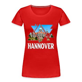 Hanovre Allemagne Ville Skyline Home Love - T-shirt bio Premium Femme - rouge - Devant - Mia (176cm)