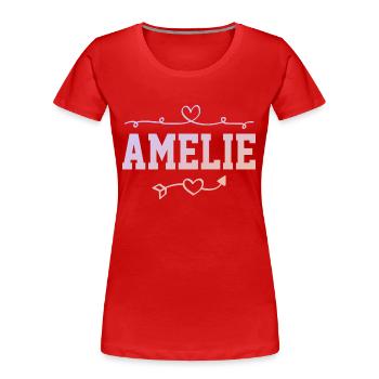 Amélie - T-shirt bio Premium Femme - rouge - Devant - Mia (176cm)