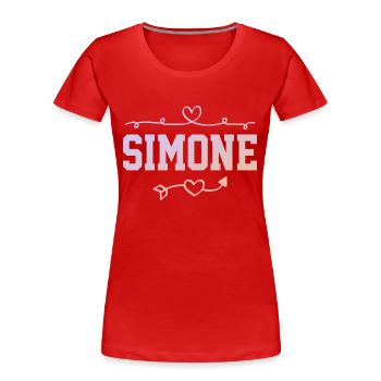 Simone - Frauen Premium Bio T-Shirt - Rot - Vorne - Mia (176cm)
