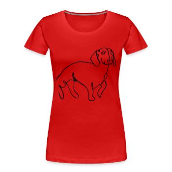 Dackel - Frauen Premium Bio T-Shirt - Rot - Vorne - Mia (176cm)