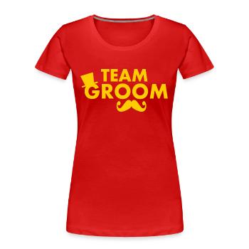 Team groom - T-shirt bio Premium Femme - rouge - Devant - Mia (176cm)