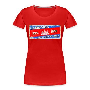 Cambodge Temple Khmer Vintage Palms I Cadeau - T-shirt bio Premium Femme - rouge - Devant - Mia (176cm)