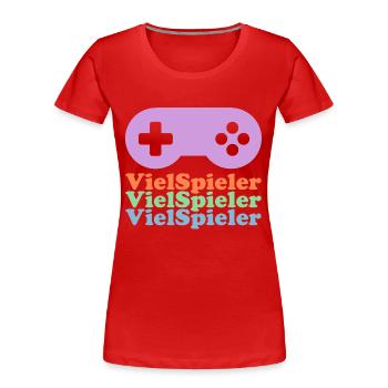 Viel-Spieler - Frauen Premium Bio T-Shirt - Rot - Vorne - Mia (176cm)