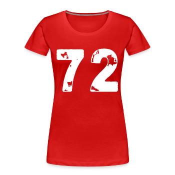 72 Maillot numéro - T-shirt bio Premium Femme - rouge - Devant - Mia (176cm)