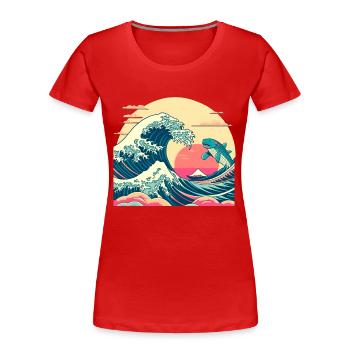 Wellenhai - Frauen Premium Bio T-Shirt - Rot - Vorne - Mia (176cm)