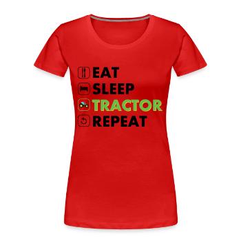 Tractor eat sleep repeat black - Women's Premium Organic T-Shirt - red - Front - Mia (176cm)