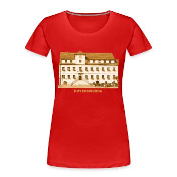 Hoyerswerda Rathaus Hoywoy Oberlausitz Sachsen - Frauen Premium Bio T-Shirt - Rot - Vorne - Mia (176cm)