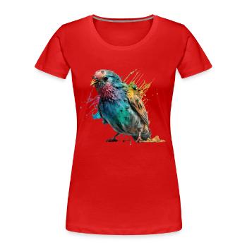 Colorful Little Bird Splash Art Design - for everyone - Women's Premium Organic T-Shirt - red - Front - Mia (176cm)