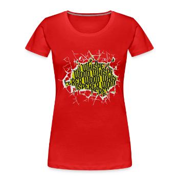 Insigne Travail forestier Scie charpentier - T-shirt bio Premium Femme - rouge - Devant - Mia (176cm)