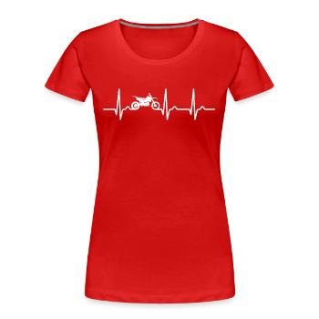 Courbe ECG - Courbe cardiaque - Moto - Motocross - T-shirt bio Premium Femme - rouge - Devant - Mia (176cm)