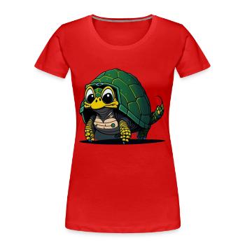 Funny tortoise with green cover - Women's Premium Organic T-Shirt - red - Front - Mia (176cm)