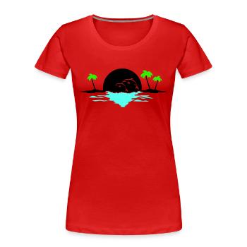 sunset delfine - Frauen Premium Bio T-Shirt - Rot - Vorne - Mia (176cm)