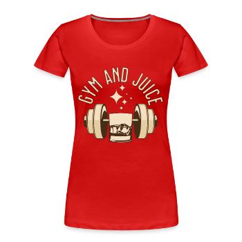 Lustiges Fitnessstudio Zitat Fitnessstudio und Saft - Frauen Premium Bio T-Shirt - Rot - Vorne - Mia (176cm)