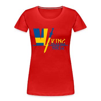 Viking Suède - T-shirt bio Premium Femme - rouge - Devant - Mia (176cm)