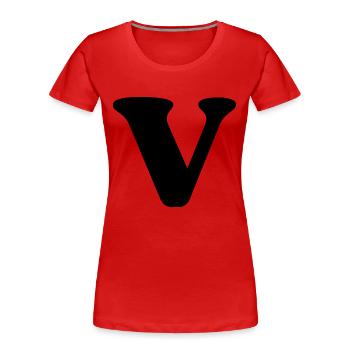 Buchstabe v - Frauen Premium Bio T-Shirt - Rot - Vorne - Mia (176cm)