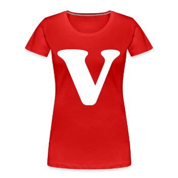 Buchstabe v - Frauen Premium Bio T-Shirt - Rot - Vorne - Mia (176cm)