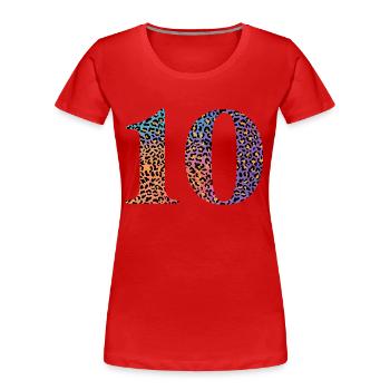 10e anniversaire léopard - T-shirt bio Premium Femme - rouge - Devant - Mia (176cm)