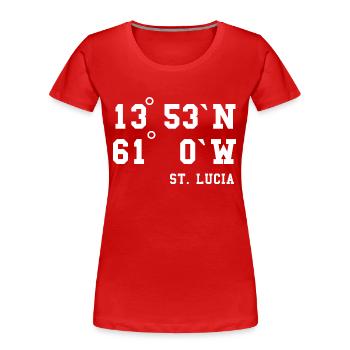 St. Lucia Karibik Insel Saint Lucia Urlaub Idee - Frauen Premium Bio T-Shirt - Rot - Vorne - Mia (176cm)