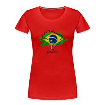I love Brazil - Women's Premium Organic T-Shirt - red - Front - Mia (176cm)