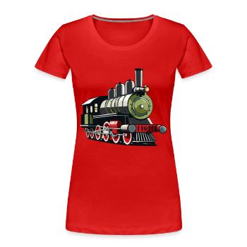 Locomotive à vapeur - T-shirt bio Premium Femme - rouge - Devant - Mia (176cm)
