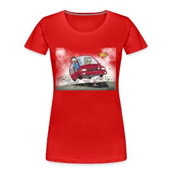 Naturschützer auf dem Weg ins Biotop - Frauen Premium Bio T-Shirt - Rot - Vorne - Mia (176cm)