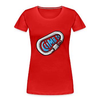 Climb On - Mousqueton d’escalade - T-shirt bio Premium Femme - rouge - Devant - Mia (176cm)
