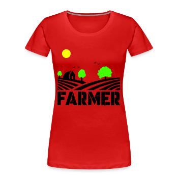 farmer - Frauen Premium Bio T-Shirt - Rot - Vorne - Mia (176cm)