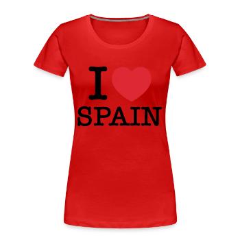 Ich liebe Spanien | Spanien | I Herz Spanien - Frauen Premium Bio T-Shirt - Rot - Vorne - Mia (176cm)