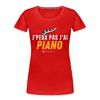 Ich kann nicht Klavier spielen - Frauen Premium Bio T-Shirt - Rot - Vorne - Mia (176cm)