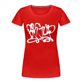 BIGUP Graffiti - Women's Premium Organic T-Shirt - red - Front - Mia (176cm)