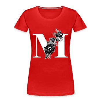 Buchstabe m Blumen schwarz und weiß - Frauen Premium Bio T-Shirt - Rot - Vorne - Mia (176cm)