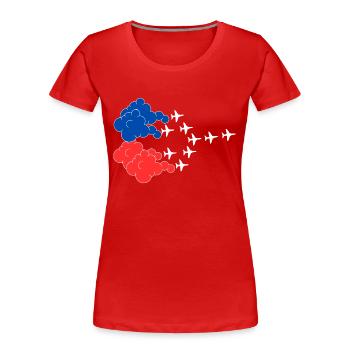 Patrouille de France meeting aérien en formation - T-shirt bio Premium Femme - rouge - Devant - Mia (176cm)